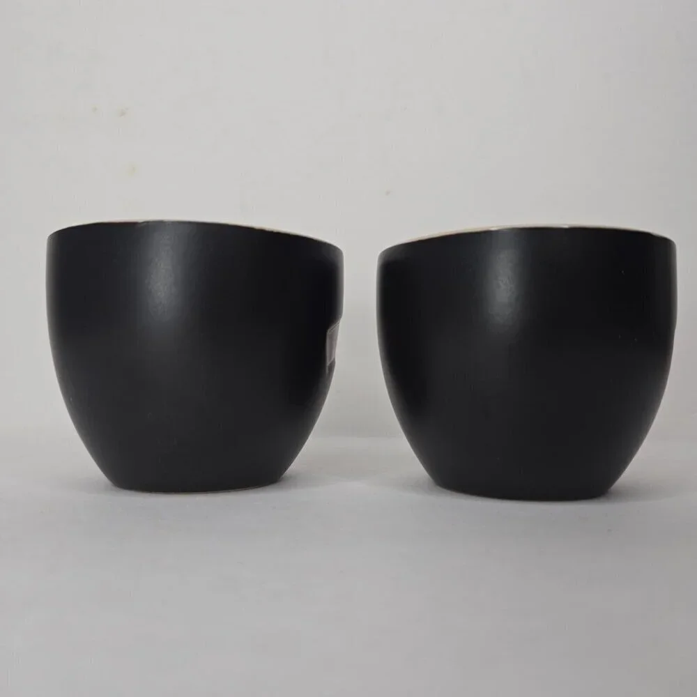 BAILEY'S Irish Cream Yours And Mine Black Ceramic Cups Set of 2 2.75